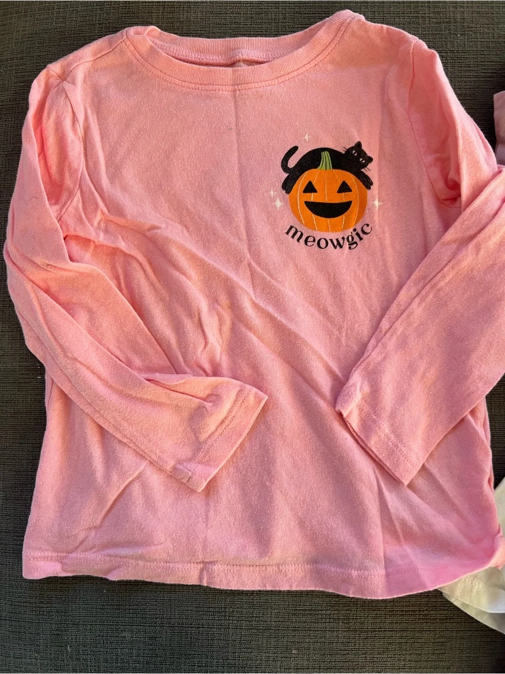 Kids Halloween Pumpkin Tee - Pink & White